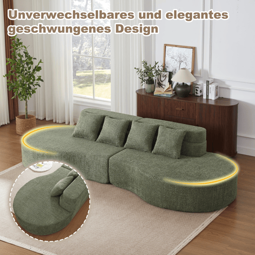 Sofá 4-5 Lugares Chenille Espuma Memória VERTEXKRYNNATHOR