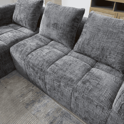 Sofá de Canto Modular em Chenille com Chaise Longue e Bolsos (INFINITEMOMEN) Sofá de Canto Modular em Chenille com Chaise Longue e Bolsos (INFINITEMOMEN)
