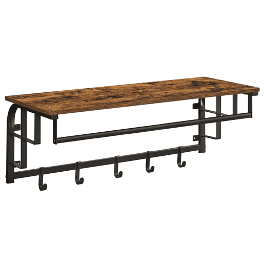 SUPORTE DE PAREDE com cabides 80 cm, castanhopreto SUPORTE DE PAREDE com cabides 80 cm, castanhopreto