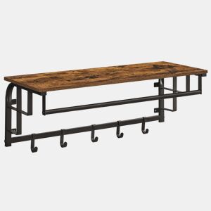 SUPORTE DE PAREDE com cabides 80 cm, castanhopreto