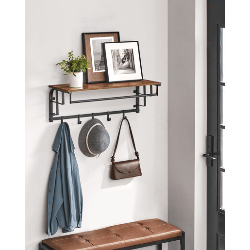 SUPORTE DE PAREDE com cabides 80 cm, castanhopreto SUPORTE DE PAREDE com cabides 80 cm, castanhopreto
