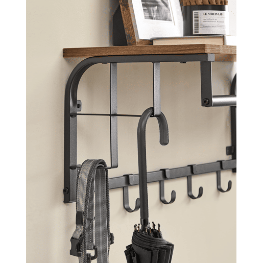 SUPORTE DE PAREDE com cabides 80 cm, castanhopreto SUPORTE DE PAREDE com cabides 80 cm, castanhopreto