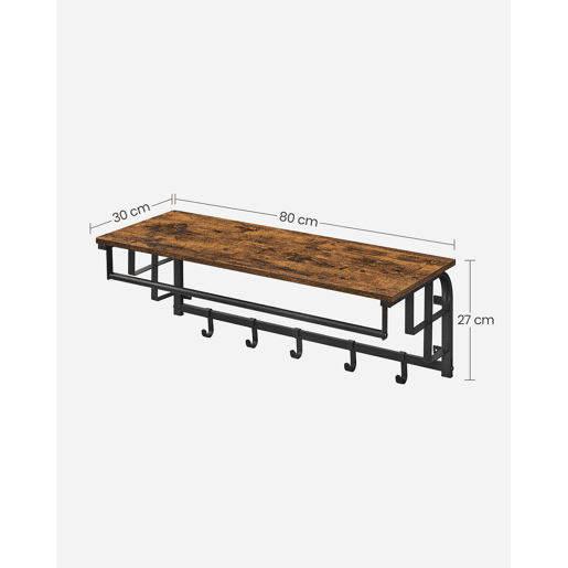 SUPORTE DE PAREDE com cabides 80 cm, castanhopreto SUPORTE DE PAREDE com cabides 80 cm, castanhopreto
