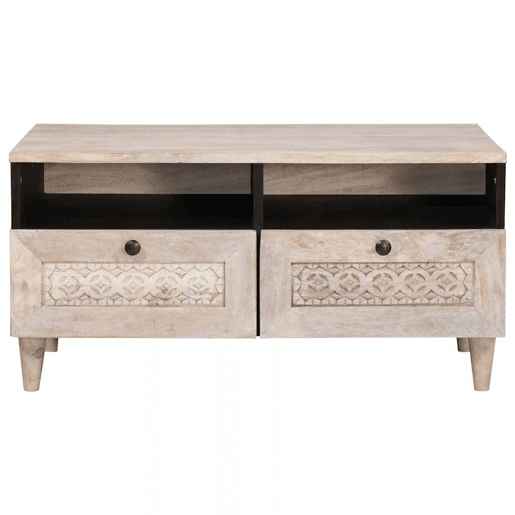 Mesa de Centro, Mesa baixa, Branco 80 x 54 x 40 cm Madeira de acácia maciça Mesa de Centro, Mesa baixa, Branco 80 x 54 x 40 cm Madeira de acácia maciça