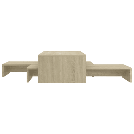 3 pcs Mesas de Centro Empilháveis, Mesas baixas, 100x100x26,5 cm contrapl. carvalho sonoma 3 pcs Mesas de Centro Empilháveis, Mesas baixas, 100x100x26,5 cm contrapl. carvalho sonoma