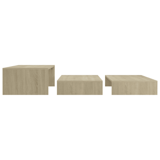 3 pcs Mesas de Centro Empilháveis, Mesas baixas, 100x100x26,5 cm contrapl. carvalho sonoma 3 pcs Mesas de Centro Empilháveis, Mesas baixas, 100x100x26,5 cm contrapl. carvalho sonoma