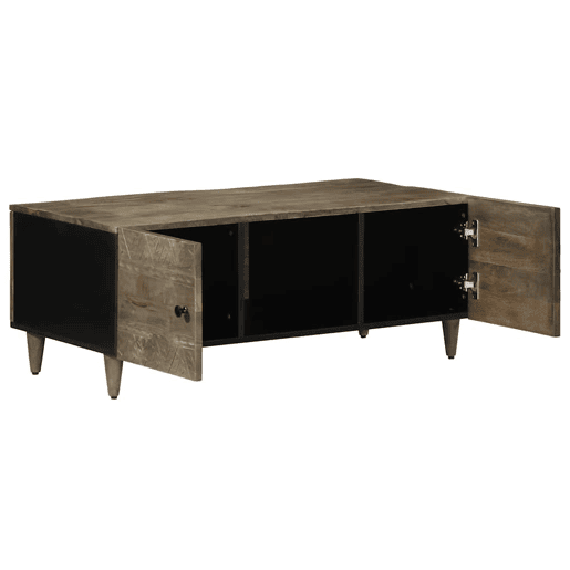 Mesa de Centro, Mesa baixa, 100x54x40cm madeira mangueira maciça cinzento claro Mesa de Centro, Mesa baixa, 100x54x40cm madeira mangueira maciça cinzento claro