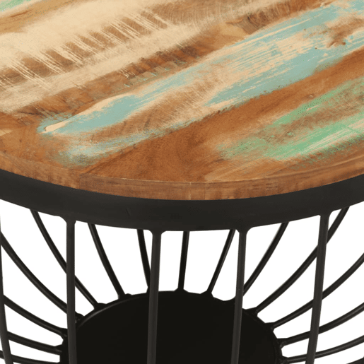 Mesa de Centro, Mesa baixa, Ø50x35 cm madeira recuperada maciça e aço Mesa de Centro, Mesa baixa, Ø50x35 cm madeira recuperada maciça e aço