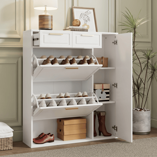 Sapateira - 3 abas, 2 gavetas e 2 prateleiras - Branco Sapateira - 3 abas, 2 gavetas e 2 prateleiras - Branco