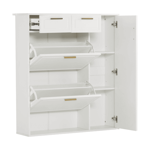 Sapateira - 3 abas, 2 gavetas e 2 prateleiras - Branco Sapateira - 3 abas, 2 gavetas e 2 prateleiras - Branco