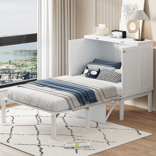 Cama dobrĂ¡vel de madeira 90x200 cm - com estrado - Branco Cama dobrĂ¡vel de madeira 90x200 cm - com estrado - Branco