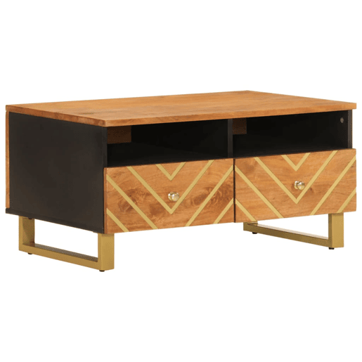 Mesa de Centro, Mesa baixa, 80x54x40 cm mangueira maciça castanho e preto Mesa de Centro, Mesa baixa, 80x54x40 cm mangueira maciça castanho e preto