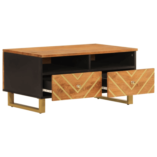 Mesa de Centro, Mesa baixa, 80x54x40 cm mangueira maciça castanho e preto Mesa de Centro, Mesa baixa, 80x54x40 cm mangueira maciça castanho e preto