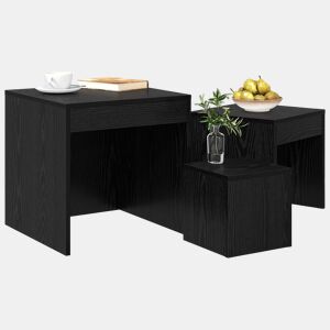 3 pcs Mesas de Centro - Mesas baixas Carvalho Preto Madeira processada