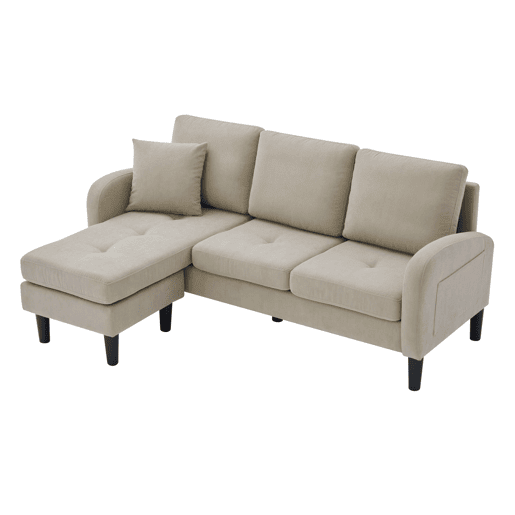 Chaise longue 3 lugares fixa reversível de tecido,castanho