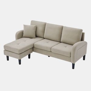 Chaise longue 3 lugares fixa reversível de tecido,castanho