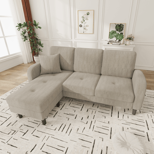 Chaise longue 3 lugares fixa reversível de tecido,castanho