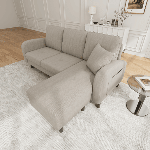 Chaise longue 3 lugares fixa reversível de tecido,castanho