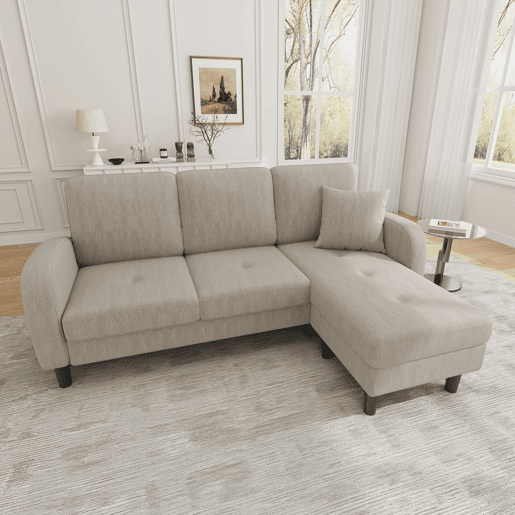 Chaise longue 3 lugares fixa reversível de tecido,castanho