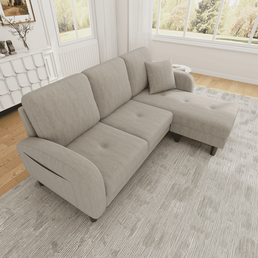 Chaise longue 3 lugares fixa reversível de tecido,castanho