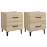 Soluna Home - Mesas de cabeceira Madeira trabalhada e metal 2 piezas 40 x 35 x 47,5 cm
