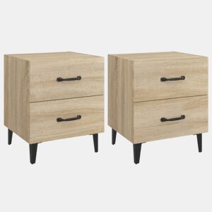 Soluna Home - Mesas de cabeceira Madeira trabalhada e metal 2 piezas 40 x 35 x 47,5 cm