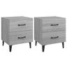 Soluna Home - Mesas de cabeceira Madeira trabalhada e metal 2 piezas 40 x 35 x 47,5 cm