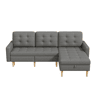 Chaise longue 3 lugares fixa reversível de tecido com armazenamento,cinza