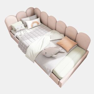 Sofá-cama com 2 gavetas - tecido de veludo - 90x200 cm - com estrado de molas - Rosa