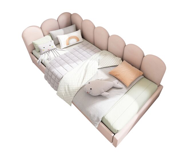 Sofá cama con 2 cajones - tejido de terciopelo - 90x200 cm - con somier - rosa