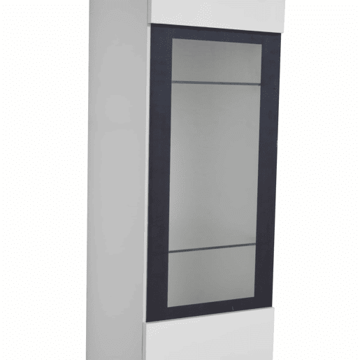 Armário TV com arrumação - Armário TV + Vitrina com LED + Ecrã - Branco