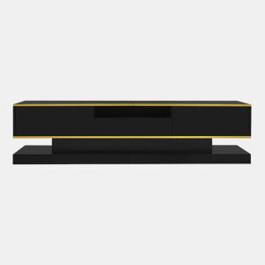 Móvel de TV moderno 180 cm - Três gavetas e um compartimento aberto - Alto brilho com luzes LED que mudam de cor