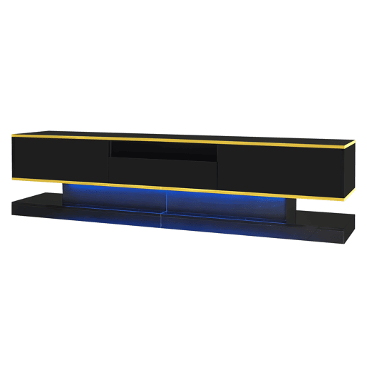 Móvel de TV moderno 180 cm - Três gavetas e um compartimento aberto - Alto brilho com luzes LED que mudam de cor Móvel de TV moderno 180 cm - Três gavetas e um compartimento aberto - Alto brilho com luzes LED que mudam de cor
