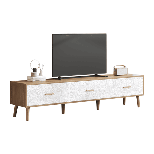 Suporte para TV 150 cm - 3 gavetas - aglomerado de partículas - Branco