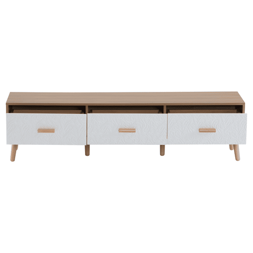 Suporte para TV 150 cm - 3 gavetas - aglomerado de partículas - Branco