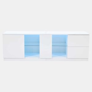 Móvel de TV 160x40x52 cm - Kommode Hochglanz com LED - Branco