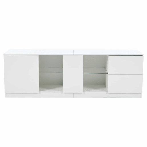 Móvel de TV 160x40x52 cm - Kommode Hochglanz com LED - Branco