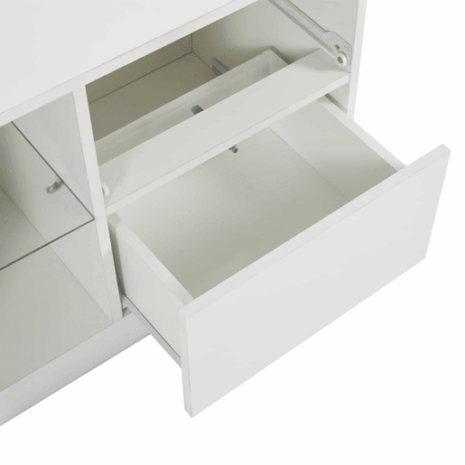 Móvel de TV 160x40x52 cm - Kommode Hochglanz com LED - Branco