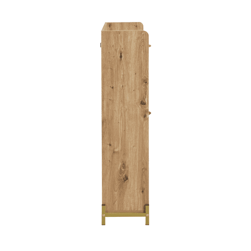 Estante para sapatos moderna com 4 portas - Móvel compacto para entrada - Estilo madeira