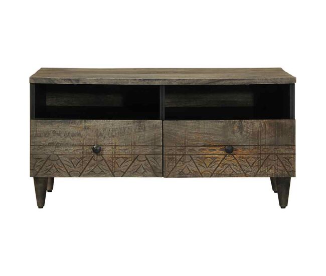 Mesa de café - mesa de centro madera maciza de mango gris claro 80x54x40 cm