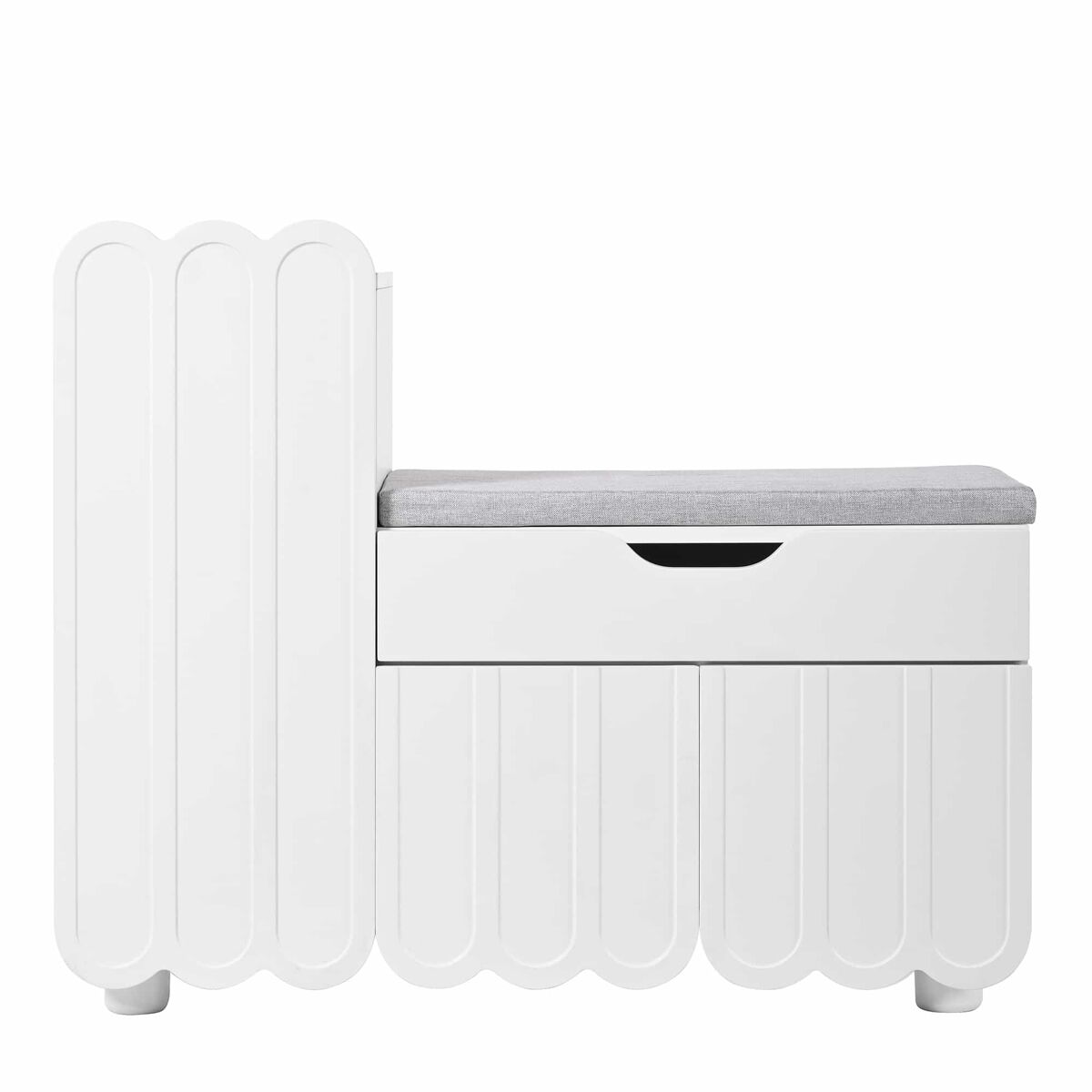 Zapatero moderno 3 puertas con cajón y cojín - blanco - zapateros compactos para pasillo
