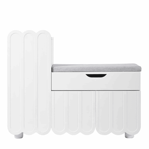 Sapateira moderna com 3 portas, gaveta e almofada - Branca - Sapateiras compactas para corredor Sapateira moderna com 3 portas, gaveta e almofada - Branca - Sapateiras compactas para corredor