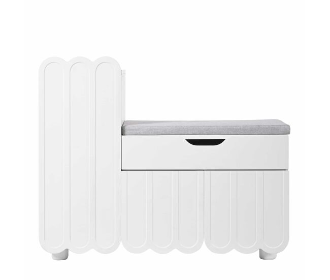 Zapatero moderno 3 puertas con cajón y cojín - blanco - zapateros compactos para pasillo