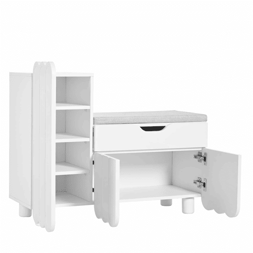Sapateira moderna com 3 portas, gaveta e almofada - Branca - Sapateiras compactas para corredor Sapateira moderna com 3 portas, gaveta e almofada - Branca - Sapateiras compactas para corredor