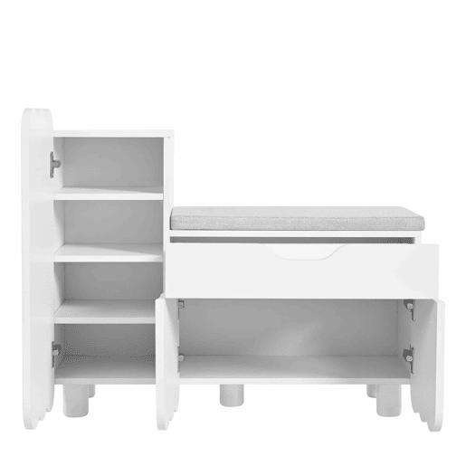 Sapateira moderna com 3 portas, gaveta e almofada - Branca - Sapateiras compactas para corredor Sapateira moderna com 3 portas, gaveta e almofada - Branca - Sapateiras compactas para corredor