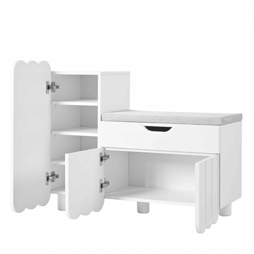 Sapateira moderna com 3 portas, gaveta e almofada - Branca - Sapateiras compactas para corredor Sapateira moderna com 3 portas, gaveta e almofada - Branca - Sapateiras compactas para corredor
