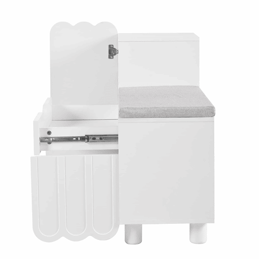 Sapateira moderna com 3 portas, gaveta e almofada - Branca - Sapateiras compactas para corredor Sapateira moderna com 3 portas, gaveta e almofada - Branca - Sapateiras compactas para corredor