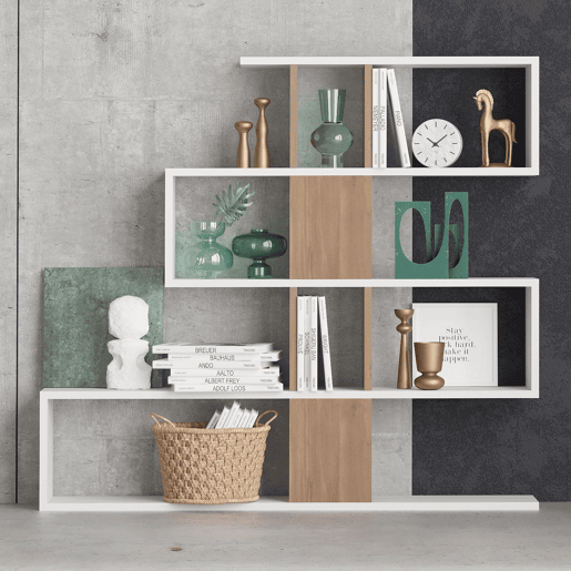 Estante de madeira Karlin - 120 x 20 x 109 cm - Branco