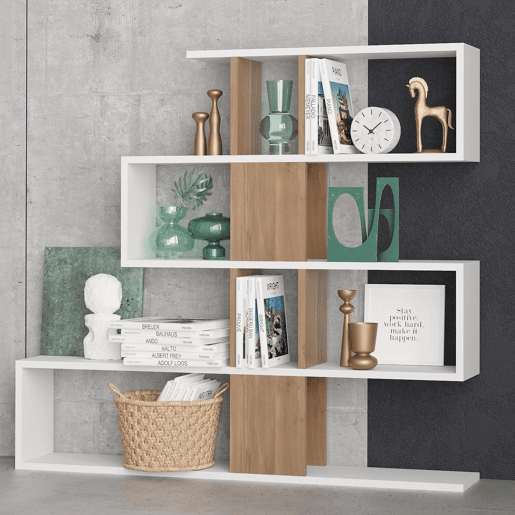 Estante de madeira Karlin - 120 x 20 x 109 cm - Branco