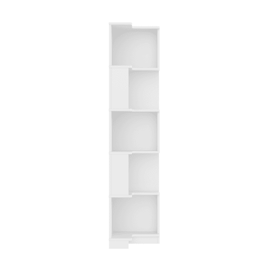 Estante de canto 63,5 x 45 x 175 cm - Estante multifuncional, luz LED, controlo remoto, 5 prateleiras - Branco